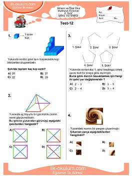 ilkokul 1. Sınıf Bilsem Zeka Testi 